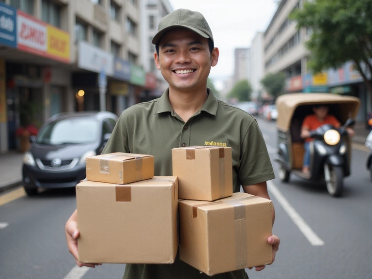 Delivery person with packages